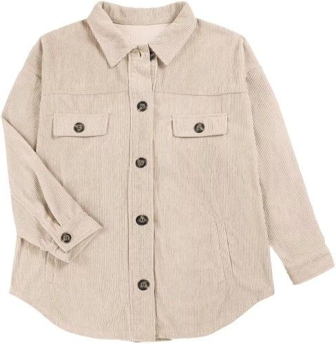 Womens Corduroy Shacket Blouse Button Down Shirt Pocket Long Sleeves Top Jacket Coat XL extra Large