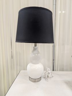 White Ceramic Table Lamp with Black Shade