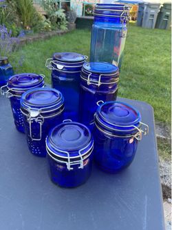 Cobalt Blue Glass Canisters