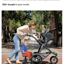 Stroller Board with Detachable Seat, 2in1 Sit and Stand Stroller Glider Board for Most Strollers, Holds Children Up to 55 LBs Stroller Standing Board 