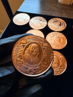 Stack of (10) 1 oz Benjamin Franklin $100 Bill .999 Pure Copper Bullion Rounds