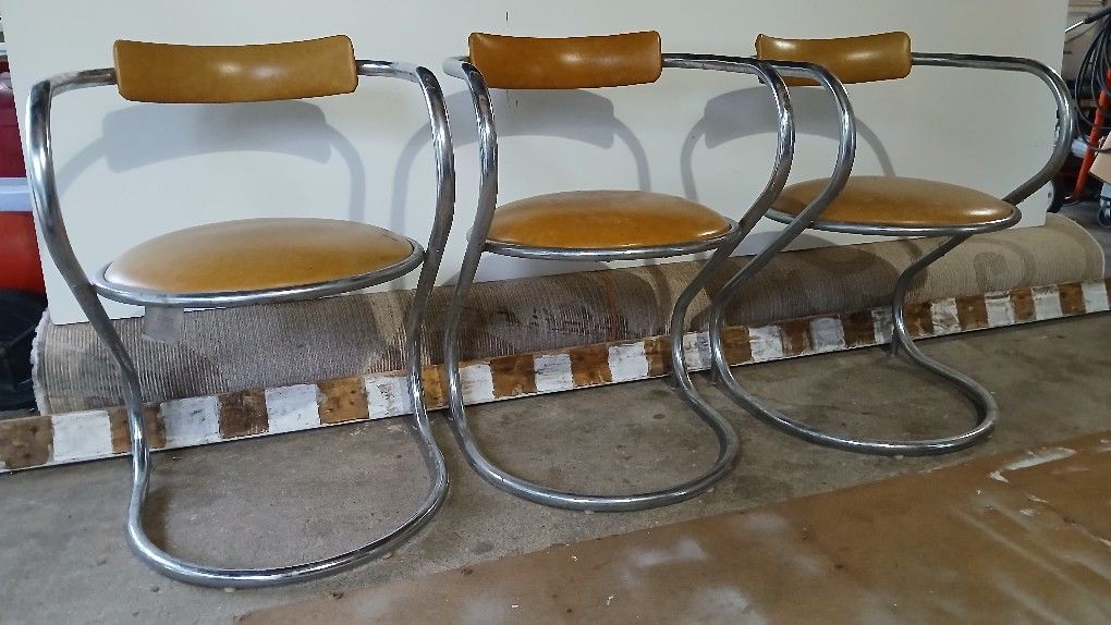 1960s Sutton Bridge Chrome and Vinyl Zig Zag Chairs (X3)