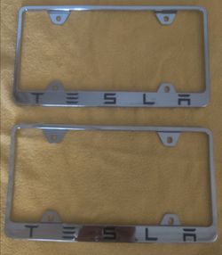 Tesla Chrome License Plate Frames Set of 2