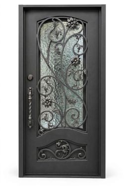 Nova Line Traditional Flower Iron Entry Door – 38" × 81"