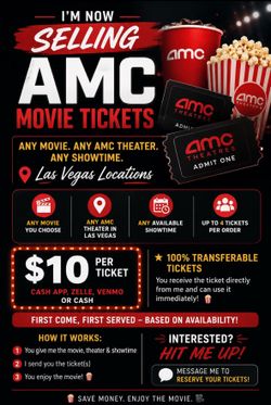 SELLING AMC TICKETS ANY MOVIE!!