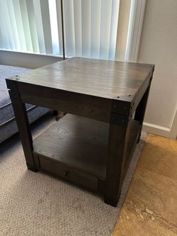 End Table Accent Wood Rustic Dark Brown Nightstand 24”W x 26”L x 24”H