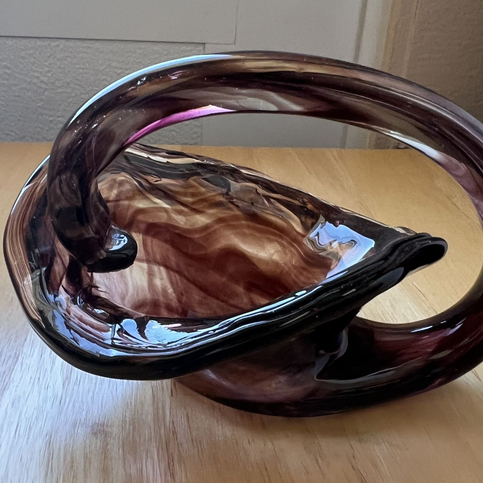 Purple Glass Basket Figurine