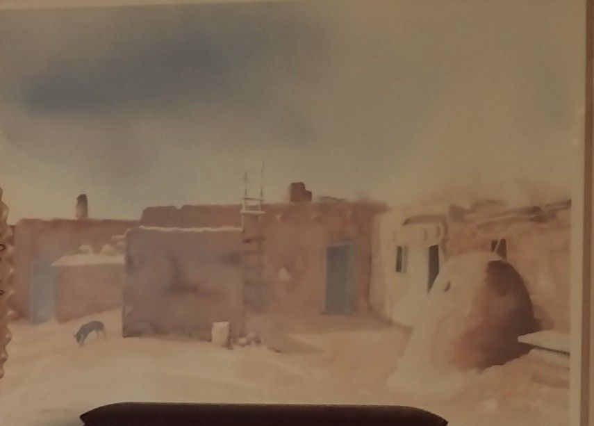 Taos Courtyard Lithograph
