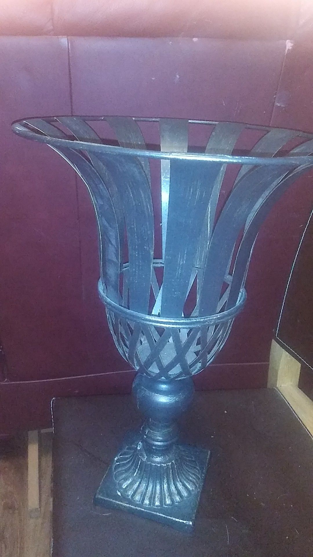 Metal vase about 2 feet tall