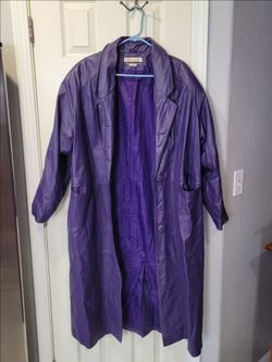 Halloween Costume purple leather trench coat