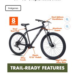 Ozark Trail Mountain Bike 27.5" Vibe, Large Frame, for 5'9" - 6'2"+ Cyclists, Black, Adult, Unisex