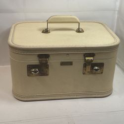 VTG J.C. Higgins Time Luggage w/ Mirror 1950s Beige By Baltimore Luggage Co. RARE 