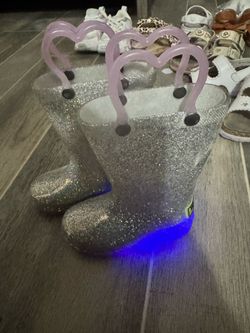 Kids Glitter Rain Boots with Light-Up Sole