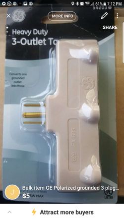 Bulk item GE 3 outlet plug