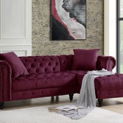 VINTAGE CHARM CHESTERFIELD INSPO-TUFTED NAILHEAD ACCENTS-SILLON SECCIONAL