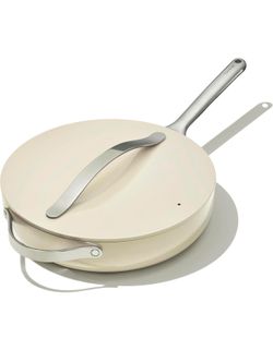 Caraway Nonstick Ceramic Sauté Pan with Lid (4.5 qt, 12") - Non Toxic, PTFE & PFOA Free - Oven Safe & Compatible with All Stovetops (Gas, Electric & I