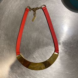 Vince Camuto Leather & Gold Necklace  