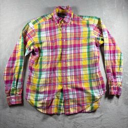 Vintage Polo Ralph Lauren Shirt Men’s L Pink Plaid Classic Fit Button Down #11A