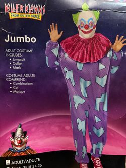 Adult Killer Klowns From Outer Space JUMBO Costume size Small 34-36