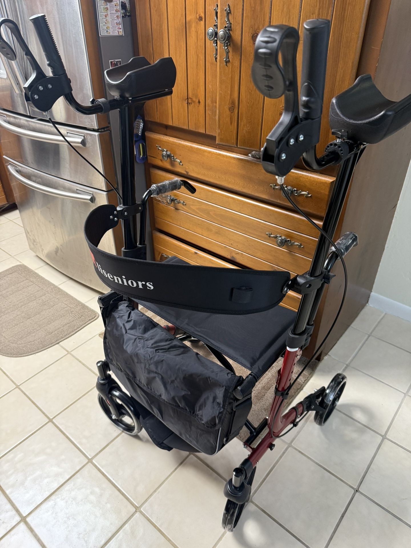 Aliseniors Upright Walker, Foldable, Four Wheel, Rolling Walker, Medical Aluminum For Seniors