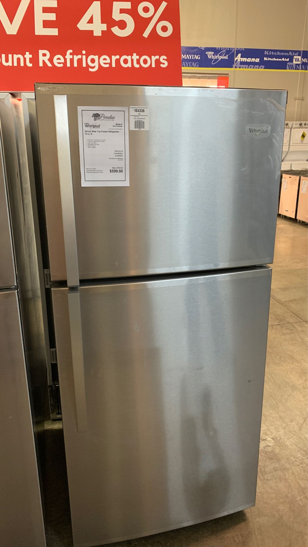 Brand New! Whirlpool Stainless Steel Top Mount Refrigerator!!