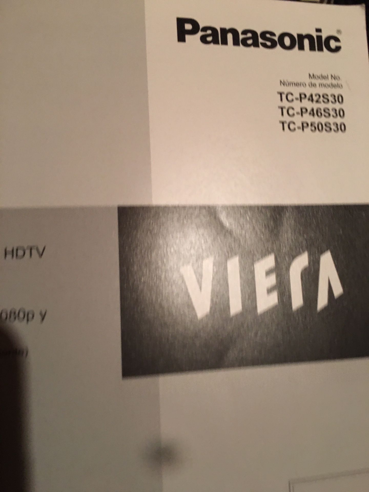 Panasonic 50’ Plasma TV With Wall Mount