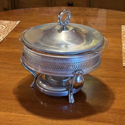 Vintage Pyrex Silver Plate Chafing Dish