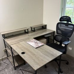 L-Shaped Office Desk + Ergonomic Office Chair Set Great Condition!
