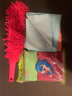 Cleaning supplies duster towels rags