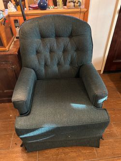 Comfy Forest Green Material Swivel Chair