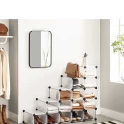 SONGMICS Shoe Rack, Space-Saving 15-Slot Plastic Shoe Storage Organizer Unit, Shoe Cabinet, Ideal for Entryway Hallway Closet Garage, 11.8 x 43.8 x 33