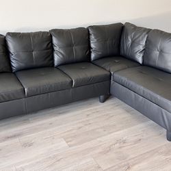 Black Leather Sectional Couch
