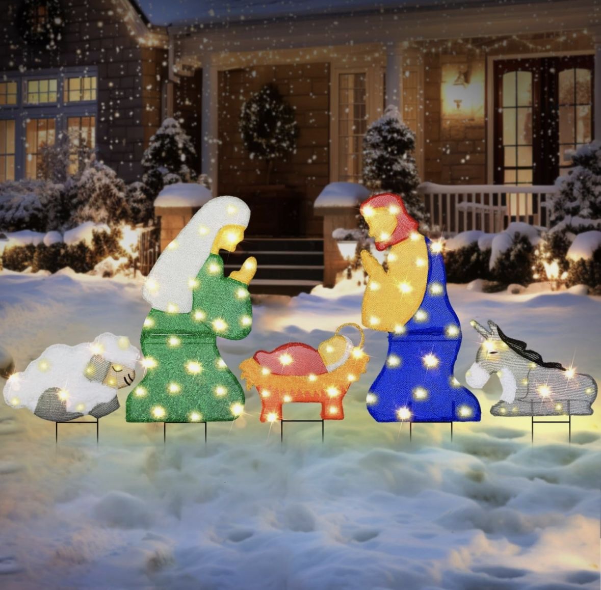 5 PCS Outdoor Nativity Set for Yard, 2 FT Nativity Sets for Christmas Outdoor