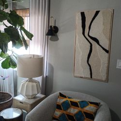Large Tufted-Wool Pine Frame Wall Art, 20w X 39 l, $45.00 Firm