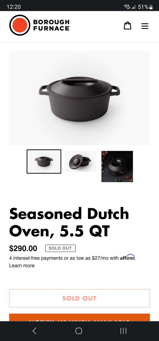 Seasoned Dutch Oven, 5.5 QT – Borough Furnace