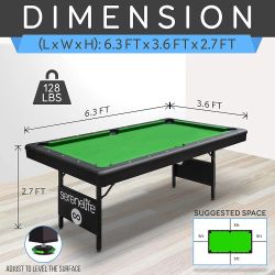 Pool table w/folding legs 6ft x 3.6ft 2.7ft