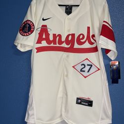 Anaheim Angels Mike Trout 27 Cream city edition Jersey