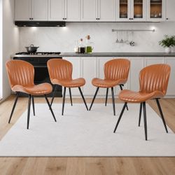 Set of 4 - Brown Leather Dining Chair