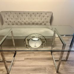 Modern Glass & Chrome Dining/Desk Table  - Excellent Condition!
