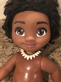 Disney Moana 12” baby toddler in swimsuit with necklace hard plastic doll