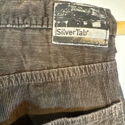 Levi's Men's Silvertab Baggy Pants 34x30 Brown Corduroy Wide Leg 90s/Y2k Vintage