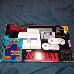 Super Nintendo SNES Super Set Mario All Stars Edition Entertainment System Deluxe Bundle Collectible Vintage 