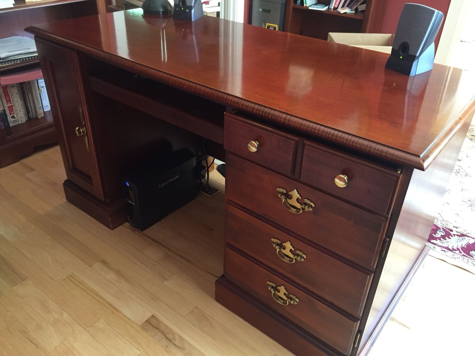 Cherry desk and lateral file cabinet