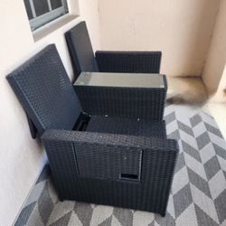 Patio Wicker Loveseat - Outdoor Rattan Sofa Set - Adjustable Lounge Chair with Ottoman Footrest, Wicker Furniture for Garden, Patio, Balc