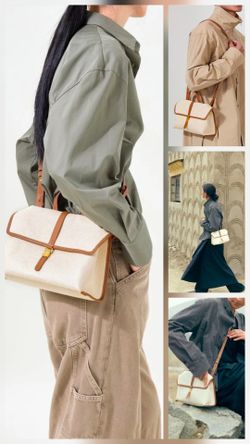 Look-a-like SONGMONT Small Shan Satchel Bag - Canvas Elegant Cream and Tan Women's Bag