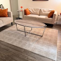 Modern Coffee Table + 2 Side Stools – Wood & Metal Finish