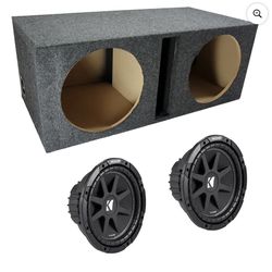 Two Kickers Dual Comp 12" Vented Subwoofer Box Gray Carpet