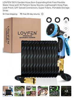 150 ft Garden Hose, Non-Expanding Kink Free Water Hose with Sprayer