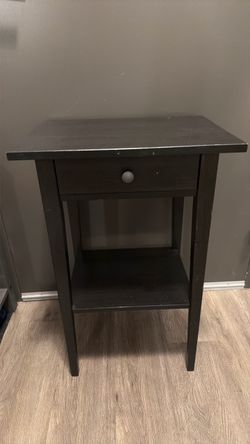 End Side table storage drawer shelf black