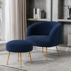 New! Blue Accent Chair and Ottoman *FREE SAME-DAY DELIVERY*